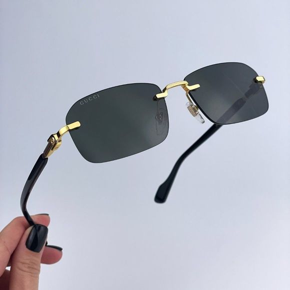 Gucci GG1221S 001 BRAND NEWSunglasses Gold Black Grey Square Unisex